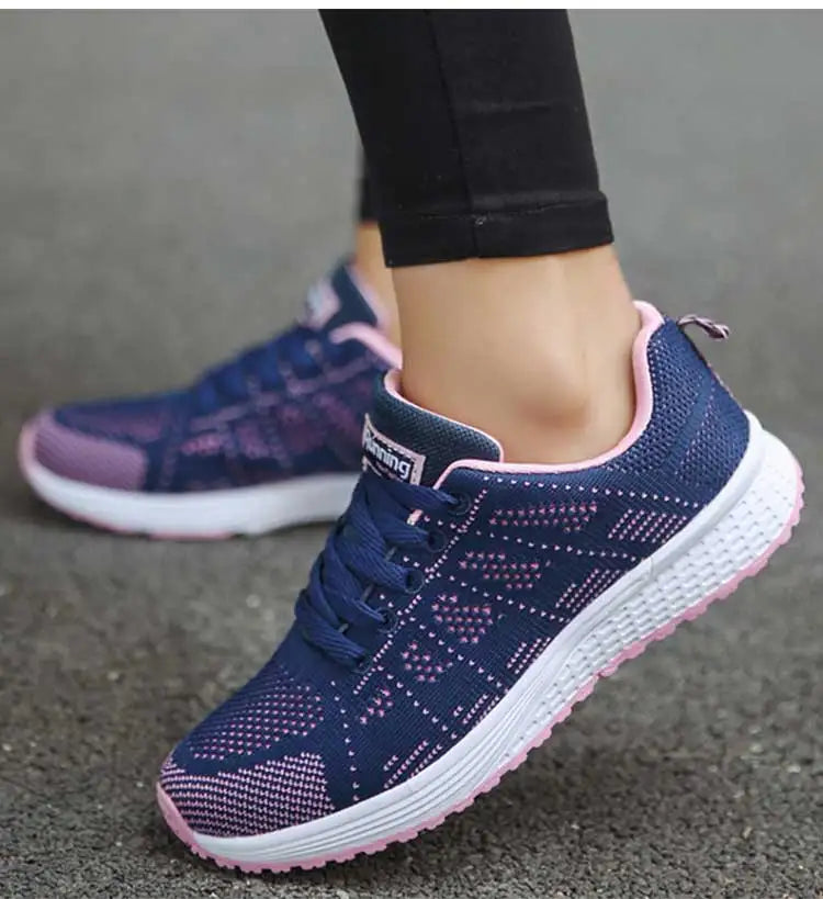 Women's blue pink orthopedic lightweight walking shoes with white sole
